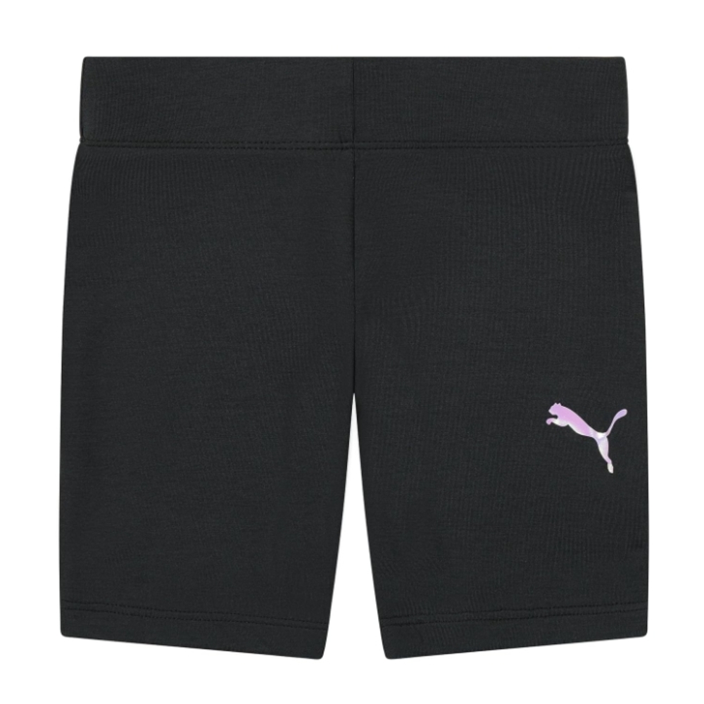 Puma Girls Black Shorts with Light Pink Logo